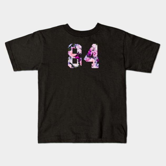 Floral Number 84 Kids T-Shirt by Ericokore